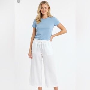 TALBOTS white linen cozy pants size 2